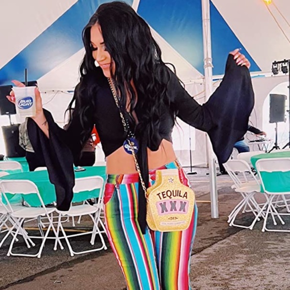 NEW “Tequila” Crossbody Chain Strap Bag Glitter Silver Gold Pink Sparkly Novelty - Picture 7 of 7